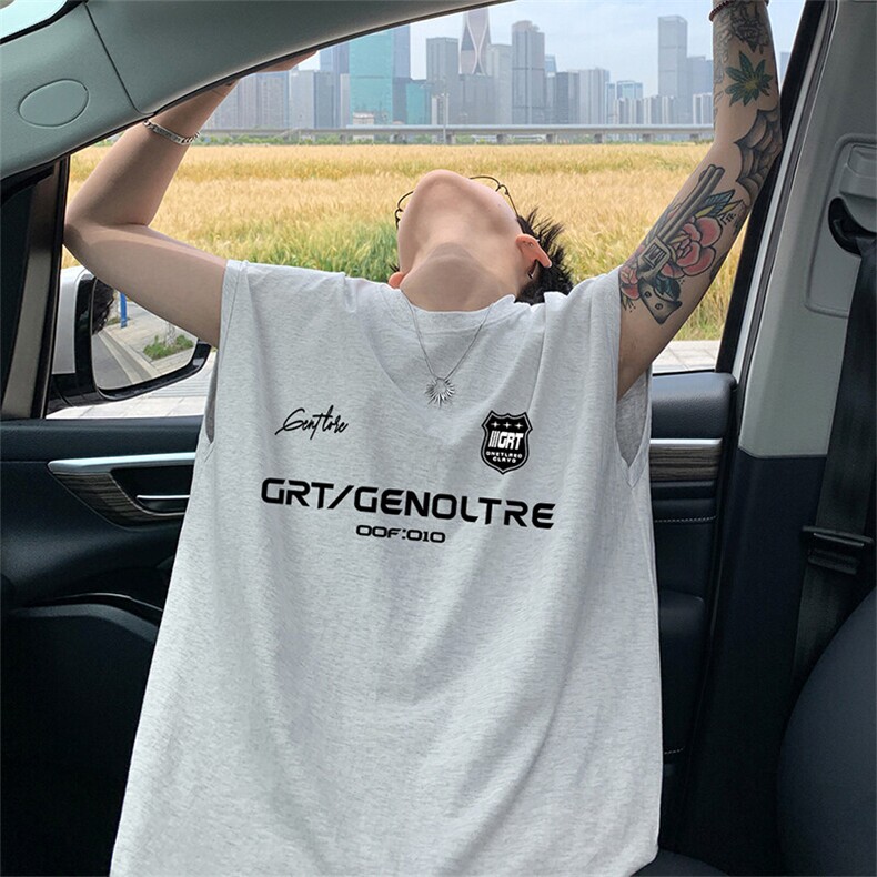 可48小时发货支持抖音得物来样二开240克重磅美式纯棉背心无袖t恤，男装背心/马甲，电商A486-1