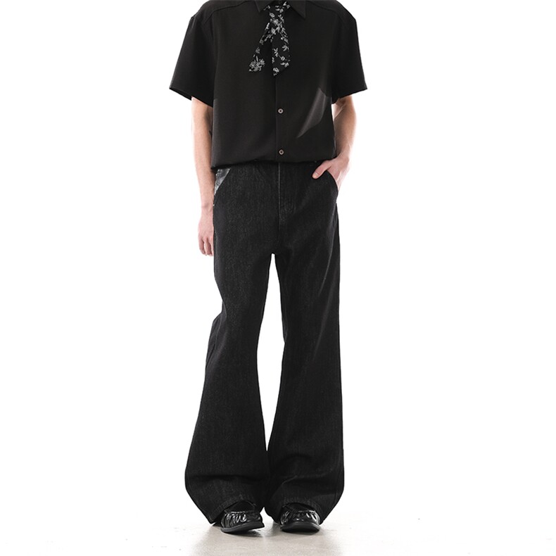 903-NB293-P78S-XXL【白色黑色】黑白刺绣线原牛微辣牛仔裤男,男装牛仔裤,星座903
