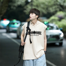 麂皮绒连帽背心坎肩男T恤美式港风JLB3175-P30控48，男装背心/马甲，电商B370