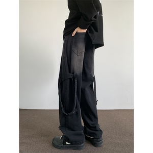 美式高街水洗做旧牛仔裤男2024新款潮牌百搭宽松休闲裤 K7618-P54图片