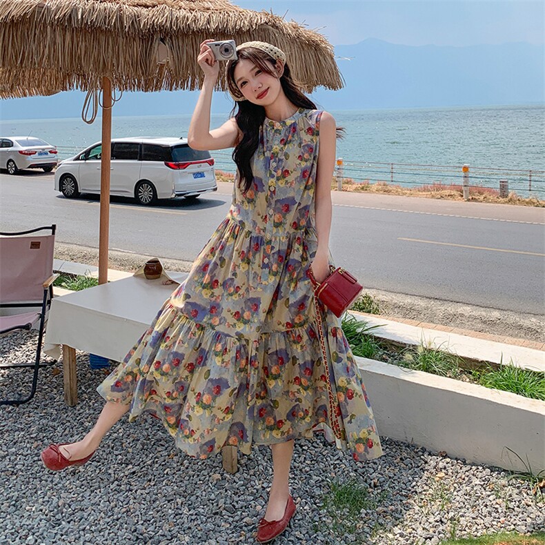 夏季无袖连衣裙中长款女,女装连衣裙,浙宝069