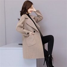 毛呢外套女2022秋季时尚韩版中长款显瘦潮流春秋呢大衣图片