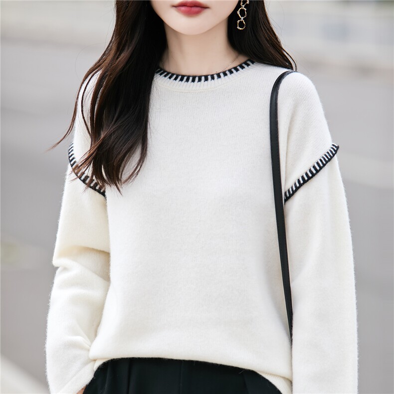 2025百搭时尚简约圆领长袖，女装羊毛衫，蒙特羊绒