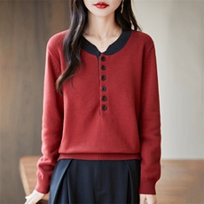 100%纯棉法式撞色假两件针织衫女2025秋冬新款宽松保暖毛衣上衣,女装针织衫/毛衣,长今羊,清河羊绒市场 100%纯棉法式撞色假两件针织衫女2025秋冬新款宽松保暖毛衣上衣,女装针织衫/毛衣,长今羊,清河羊绒市场