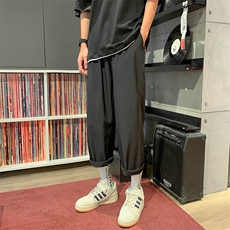 夏季港风纯色速干松紧腰抽绳运动休闲裤D201-DM36-P30，男装休闲裤，电商D321-1