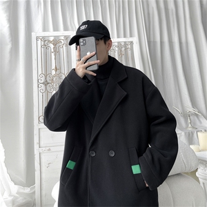 N6138/P85秋冬款西服双排扣毛呢大衣男宽松大码呢料夹克外套呢子图片