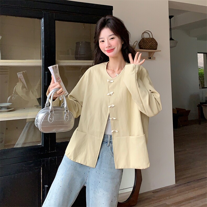 新中式短款黄色国风皮衣外套女春秋超火好看高级小众减龄夹克上衣,女装短外套,2C129