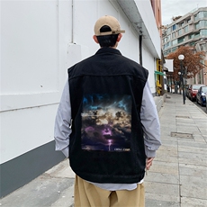 牛仔马甲背心男春秋季美式高街潮牌ins外套宽松休闲马夹MJ132-P68，男装背心/马甲，星座1103-3