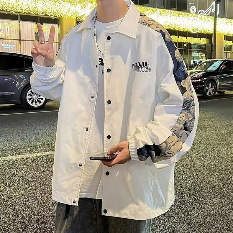 男宽松潮流春秋款男新款秋季潮牌休闲港风男生翻领夹克HH657P52,男装夹克,星座1013-5