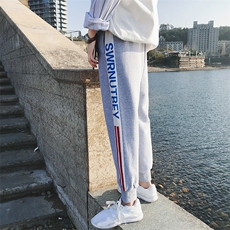 春季新款束脚裤休闲裤卫裤条纹运动裤男士小脚哈伦长裤潮DS87T，男装休闲裤，电商A102