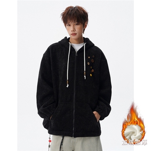 WY10193-特P52 加绒特P58 加厚雪尼尔满天星连帽卫衣大码外套男图片