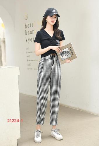 (现货)夏季新品小黑白格轻熟小脚裤,女装,艺尚丽人