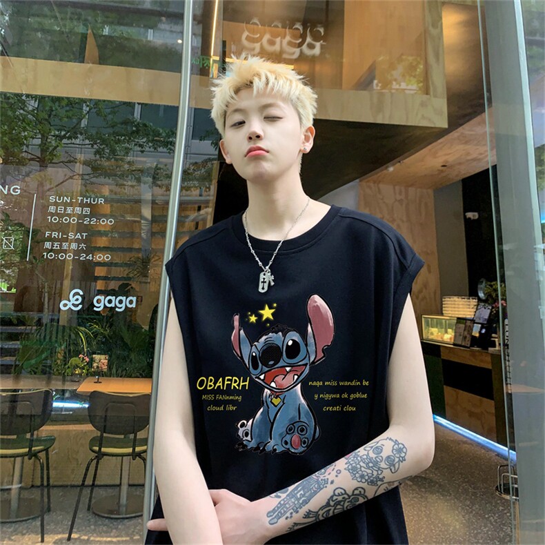 220g纯棉美式宽松背心男女无袖t恤潮CB3147-P25控38,男装T恤,电商B370