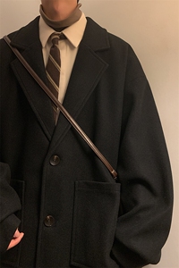 2025春款高级感单排扣西装领毛呢大衣男宽松大码夹克外套J555-P80图片