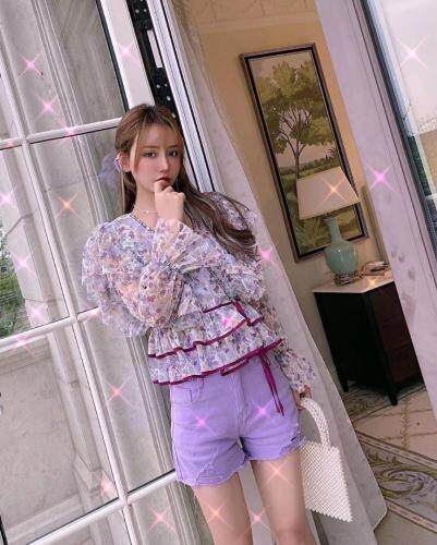 夏季新款雪纺碎花上衣，女装，SHES 是色