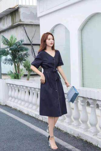 2021现货包括裁明线棉布连衣裙M-XXL，女装连衣裙，艾涵o