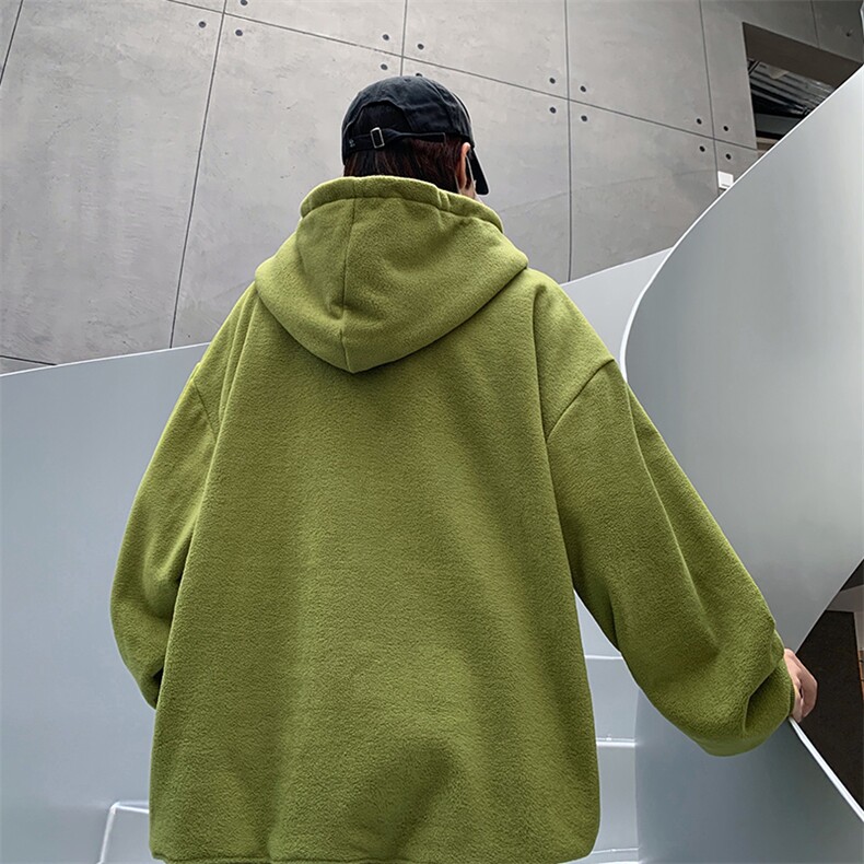 HD1427-TP75控价98冬季摇粒绒卫衣毛巾绣男港风连帽套头外套,男装卫衣,电商A102-1