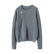 秋冬季羊绒休闲简约时尚百搭桃心拉链12针单股元宝针开衫，女装羊绒衫，绒知纯羊绒