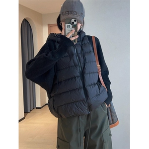 高品质针织袖拼接假两件短款棉服外套羽绒棉衣女冬M555