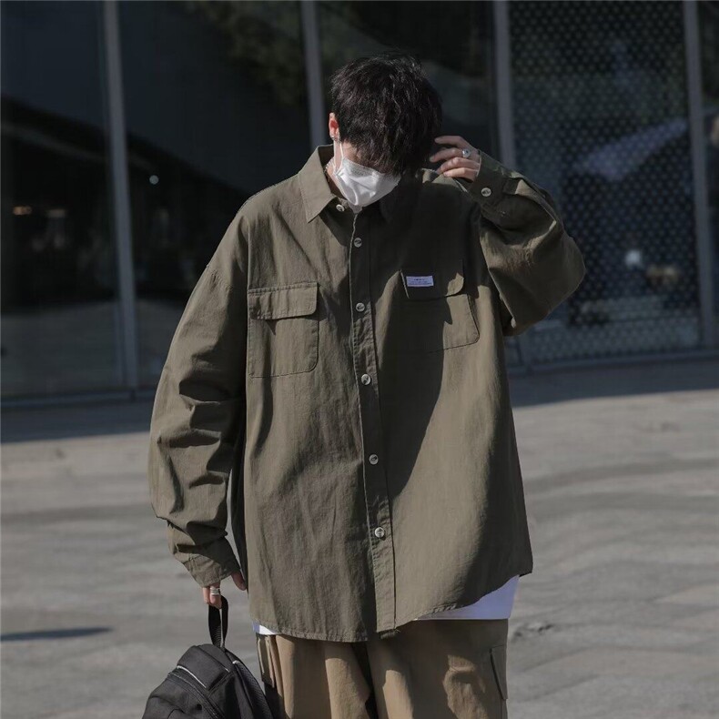 工装衬衫男长袖港风潮流帅气2026夏新款ins宽松外套CY1089-P39,男装衬衫,星座412-2