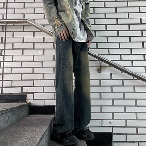 复古牛仔裤男裤子潮牌男生美式高街长裤男款直筒裤N0862-P43图片