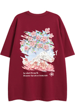 白底23时尚百搭复古宽松圆领字母印花100棉短袖T恤T6096P25控38，男装T恤，电商A268-1