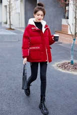 免洗亮面羽绒棉服女2025冬季新款宽松连帽休闲小个子加厚棉袄外套，女装棉衣/棉服，关键词