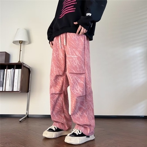 潮牌宽松直筒阔腿休闲裤春季新款灯芯绒裤子男伞兵裤 K7533-P40图片