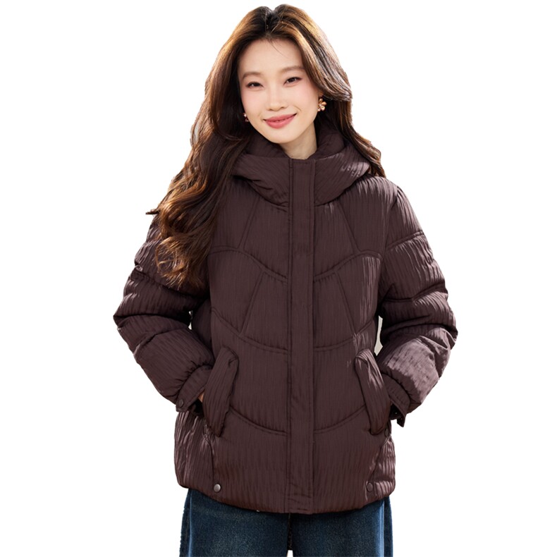 现货2025冬季新款休闲优雅时尚连帽加棉加厚女士棉服,女装棉衣/棉服,木子恋