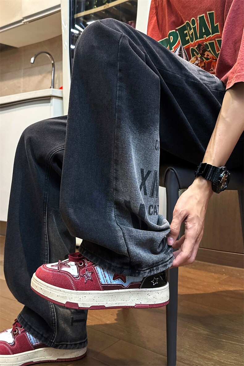 薄款现货印花牛仔裤男宽松直筒休闲长裤子GK27-P60-限价78,男装牛仔裤,星座310A-1
