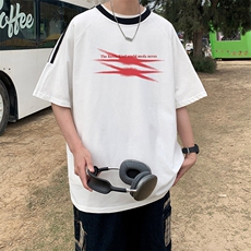 夏季美式高街重磅纯棉三条杠织带撞色男女短袖T恤ZD636-特P30，男装T恤，电商A486-1