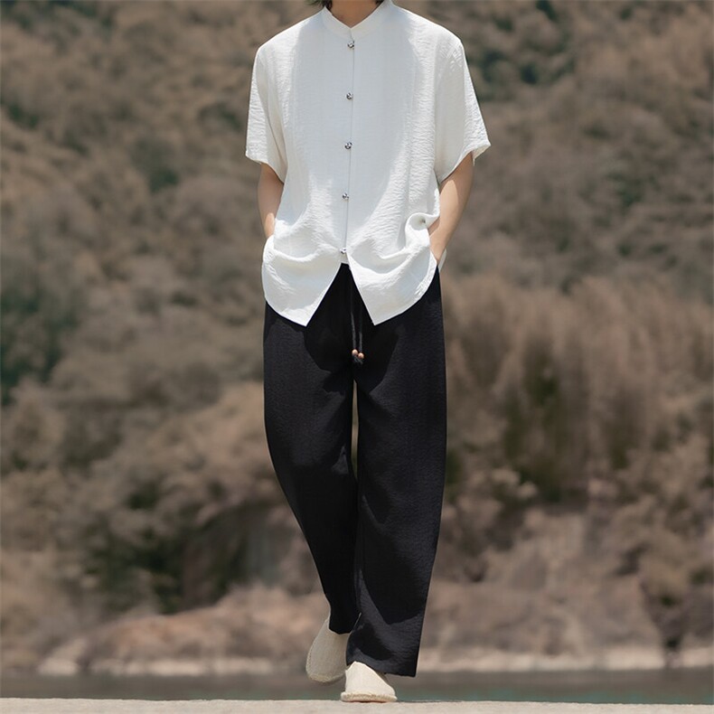 TZ888^新中式风男士套装盘扣短袖T,男装T恤,钱塘777(原3023)