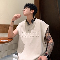 ！2025夏季新款男士钢印麂皮绒背心无袖T恤TLBX01特P22控38，男装背心/马甲，电商B220