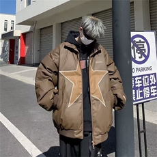 冬季街头星星重磅PU皮棉衣男女保暖休闲百搭面包服皮棉袄W162/P98，男装棉衣，星座506