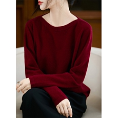 2025年秋季新款简约纯色针织女士针织衫时尚休闲通勤百搭，女装针织衫/毛衣，端硕羊绒