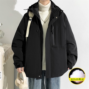 冬上新三合一冲锋衣潮加绒纯色羽绒服外套男女 8311-P210控价299图片