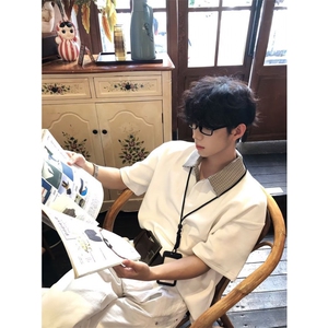 1506/QT650/P35翻领短袖polo衫男潮牌夏季t恤韩版修身潮流上衣图片