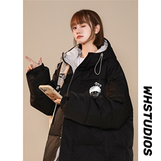中性风22冬季新款趣味小女孩印花加厚连帽棉衣MY158P115控158，男装棉衣，A247A