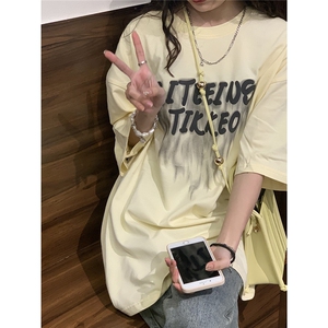 发泡印花宽松休闲BF慵懒风潮流夏季女装短袖T恤衫 D328-T245-P28图片
