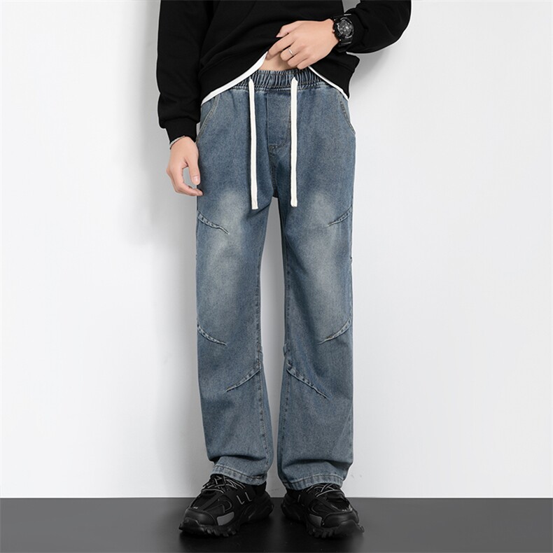 阔腿牛仔裤男宽松直筒2024新款美式高街男生裤子春夏款工装裤，男装牛仔裤，星座410-7
