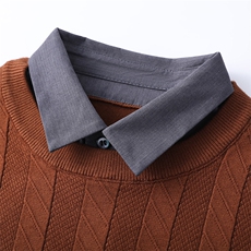 QLM19228男式秋季新款长袖假两件男时尚休闲男装翻领简约针织衫，男装针织衫/毛衣，电商B360