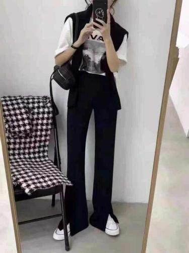 秋装黑色开衩长裤，其它，依林彩格