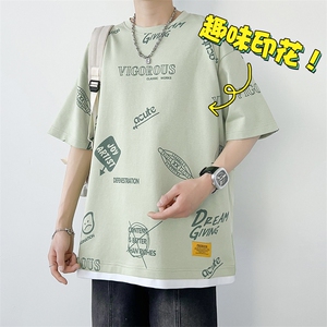 冰氧仿短袖港风白墙夏季体恤休闲百搭趣味印花男上衣TC3156-P25