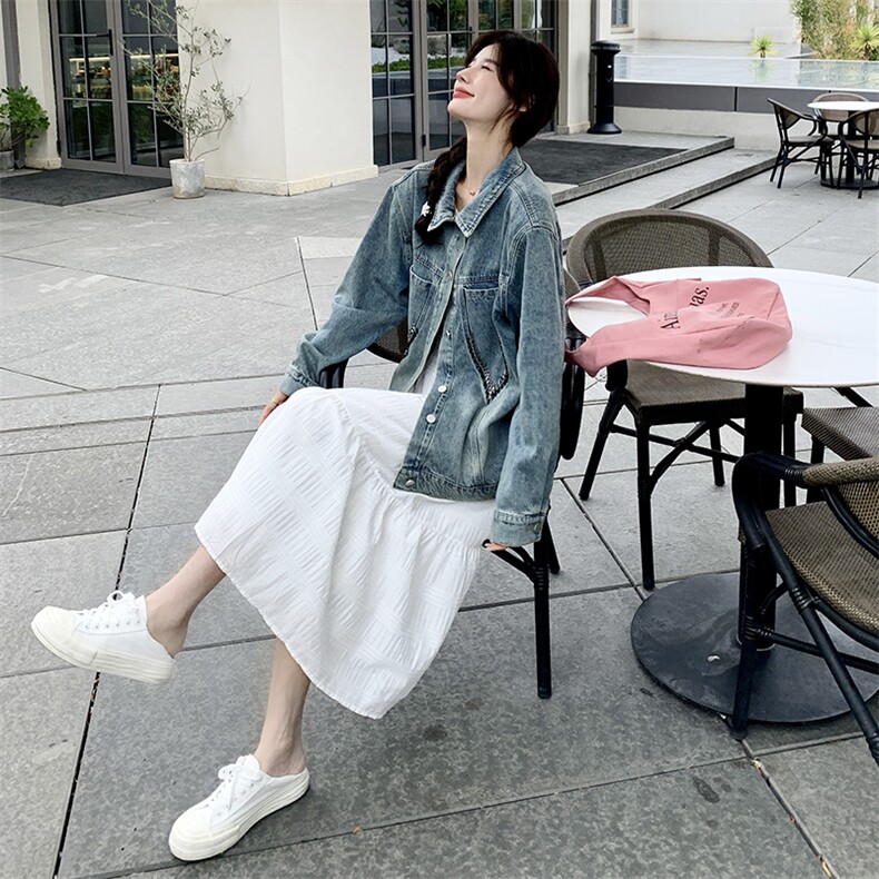 牛仔外套女宽松慵懒风2025春新款韩版宽松设计感洋气小个子上衣潮,女装牛仔外套,浙宝220