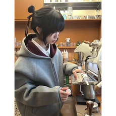 JK567CC-特P55重磅空气层拉链连帽卫衣开衫廓形剪裁外套男女，女装短外套，星座1007（原301D）