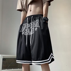 夏季潮牌ins宽松五分裤美式街头字母刺绣运动短裤男D30-P26，男装休闲裤，星座1109-3