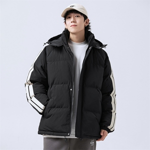 秋冬立领棉衣潮流连帽竖条样式宽松港风情侣棉袄外套MY9303-P95图片