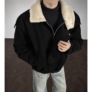现货冬季新款美拉德麂皮绒毛领棉服DSA072-MY089-P115控188图片