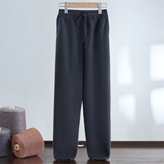 25年秋冬新款男士四平加厚暗纹九分裤外穿羊绒裤束脚保暖时尚百搭，男装休闲裤，达齐羊绒