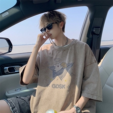 外景重磅水洗夏季潮牌青年做旧短袖T恤男宽松打底体恤SX00145/P35，男装T恤，电商B316